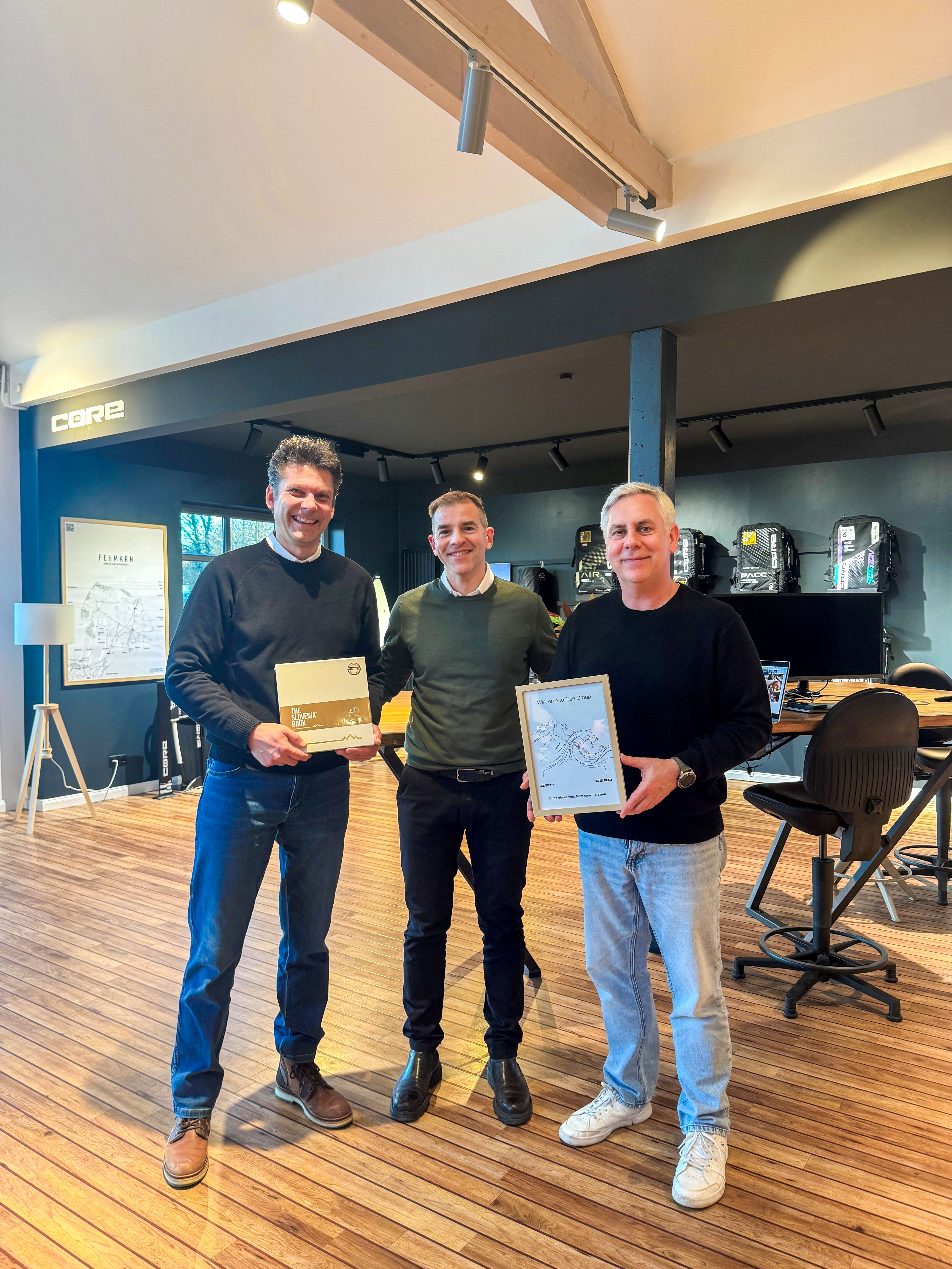 From left, Jochen Czwalina, CEO CORE; Leon Korošec, VP ELAN, Director Elan Sports, Philip Schinnagel, Chief Brand Officer CORE, Elan ©