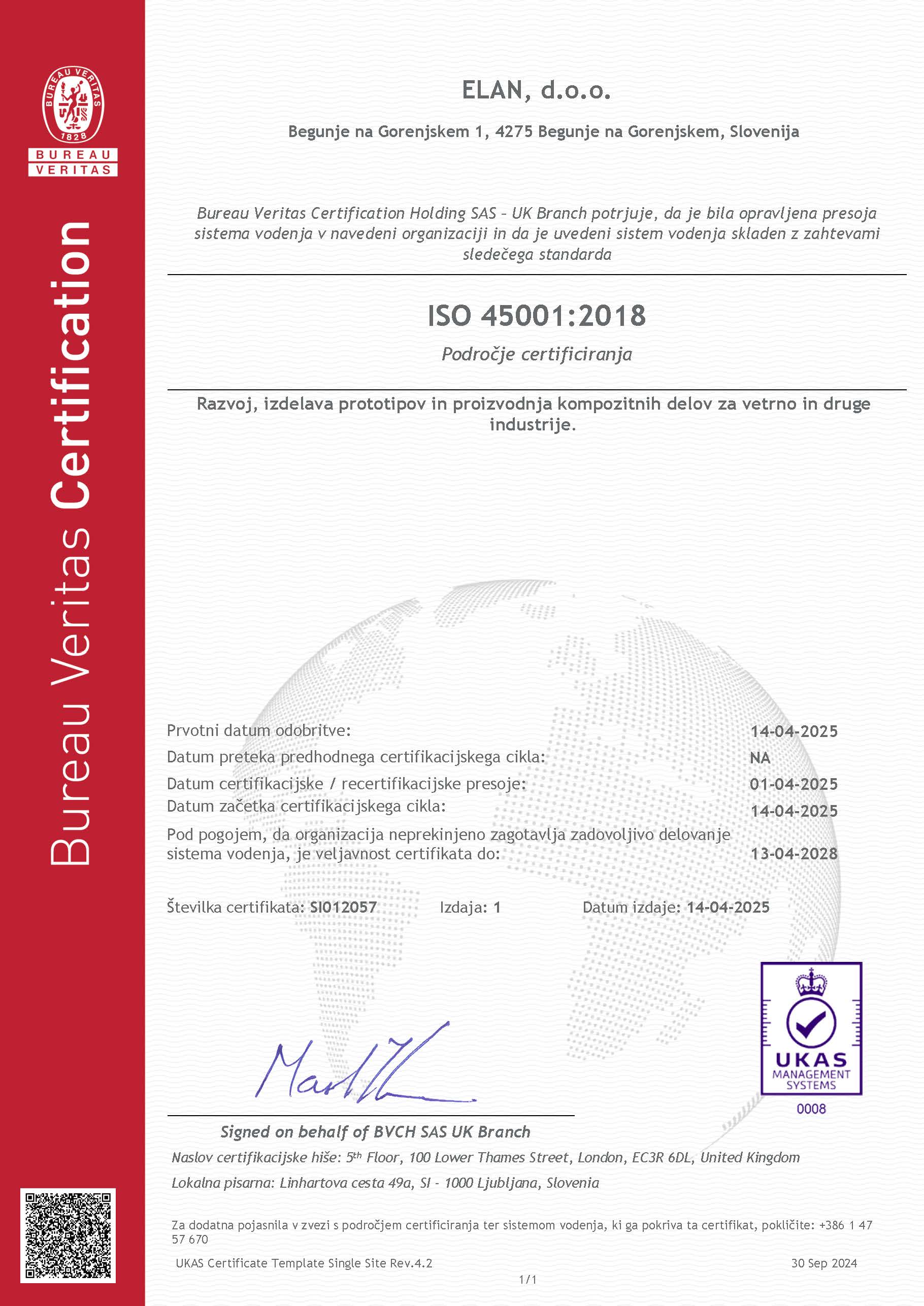 Cerifikat ISO 45001:2018